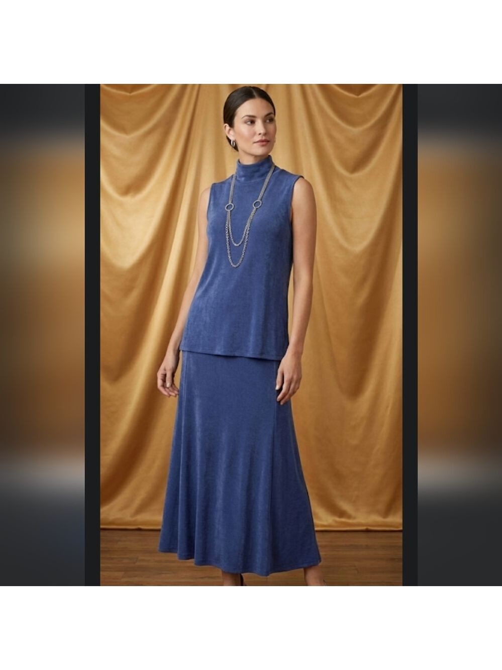 Chico's Blue Vintage Sleeveless Dress Chain Detail